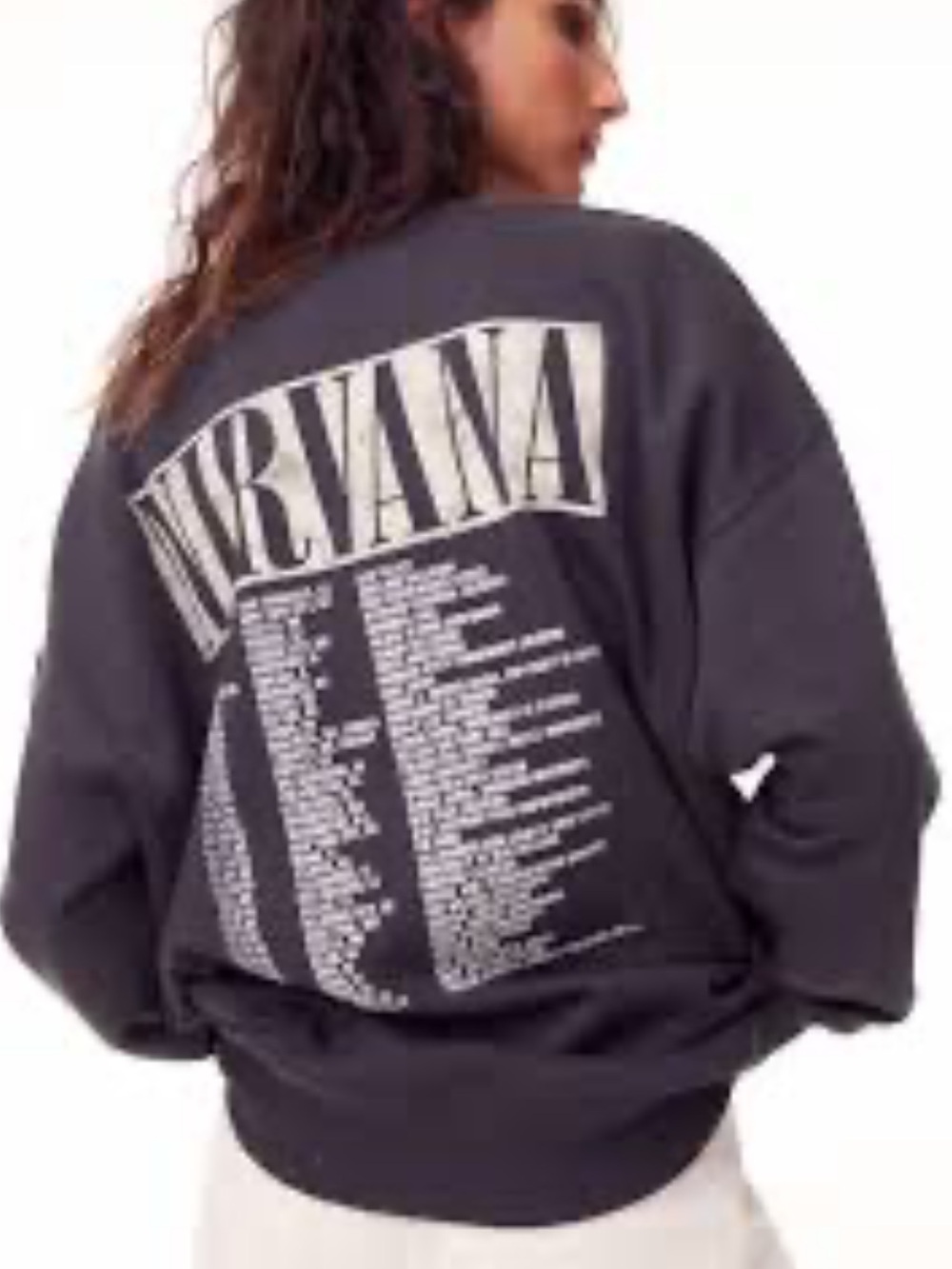 Forever 21 Nirvana band charcoal crewneck sweatshirt distressed tour graphics